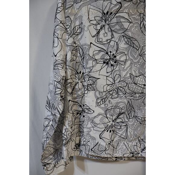 Christopher & Banks White/Black Print Flower Button Jacket Size S - Picture 5 of 6